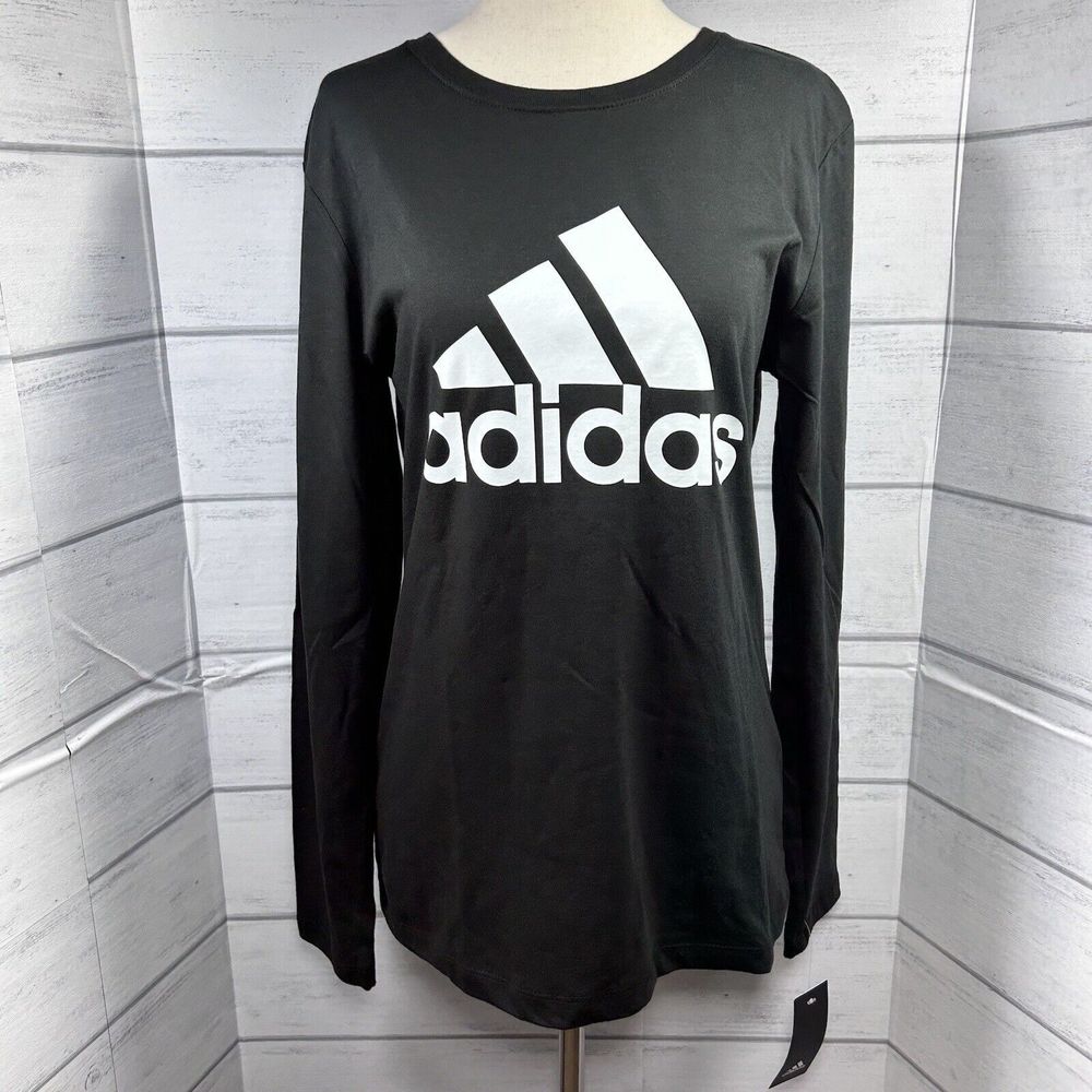 Adidas Women's Golf Long Sleeve Long Tee T-Shirt Cotton Crew Black Size Medium